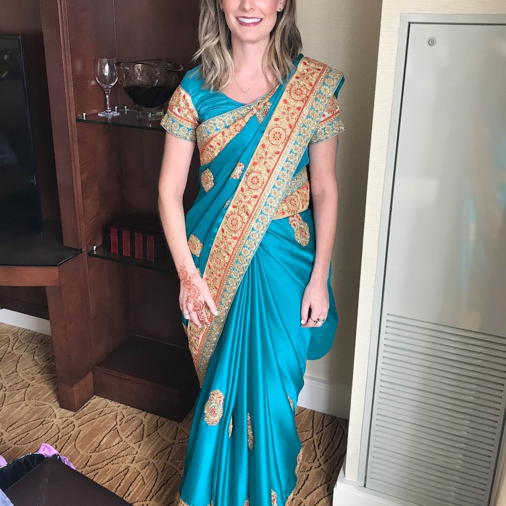 Authentic Teal Sari Dress